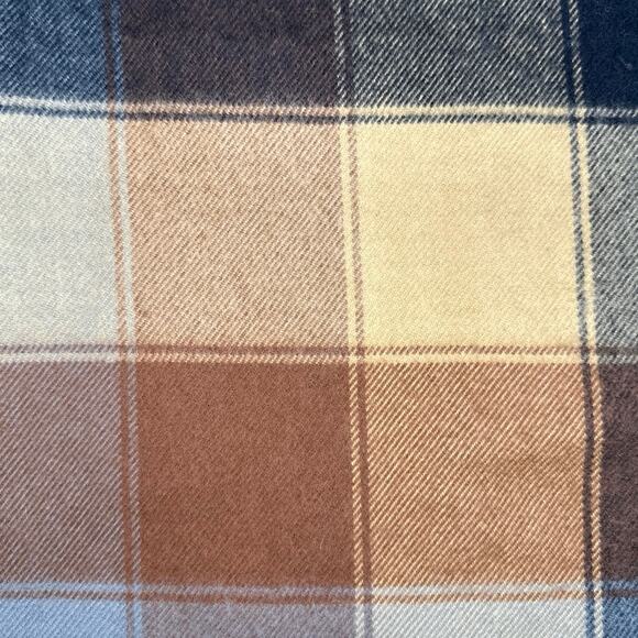 100% Cashmere Scarf Pashmina Blue Brown Plaid 62” x 12” Soft Luxury 3” fringe - Picture 4 of 4